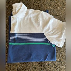 Gap NWOT Men’s cotton collared short sleeve shirt XL in blue white and green